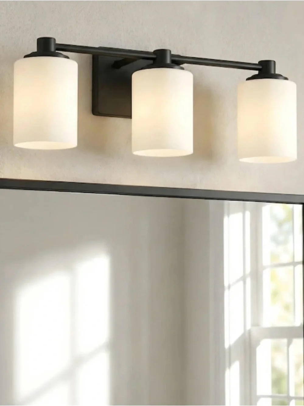 New Project Source Emma matte black Modern 3-Light Bathroom Vanity Light Fixture